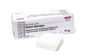 Sponge Gauze Woven Cotton 12-Ply 3 X 3 Inch Squa .. .  .  